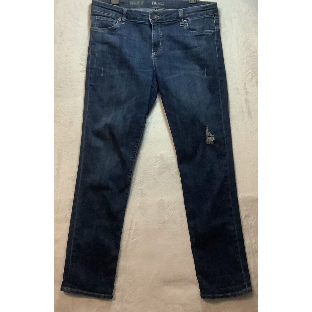 Kut from the kloth Boyfriend jeans Women's size 10 Blue straight distressed